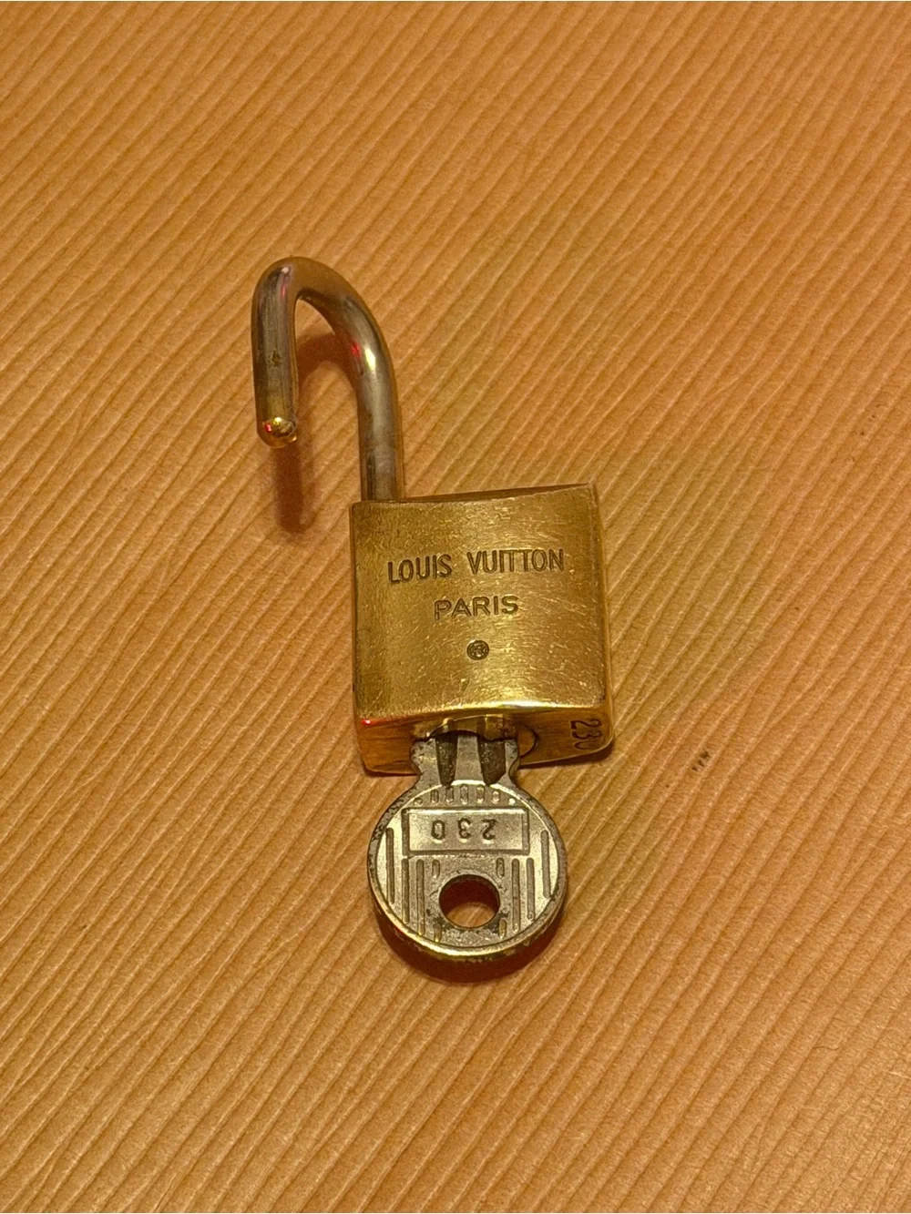 Rare Louis Vuitton Gold Tone Padlock with Key - 200 series